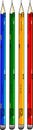 Four beautiful pencils blue green yellow and red Royalty Free Stock Photo
